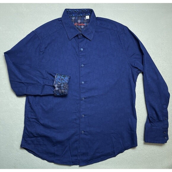 Robert Graham Shirt Men's X-Large Blue Abstract Jacquard Flip Cuff - Picture 1 of 10